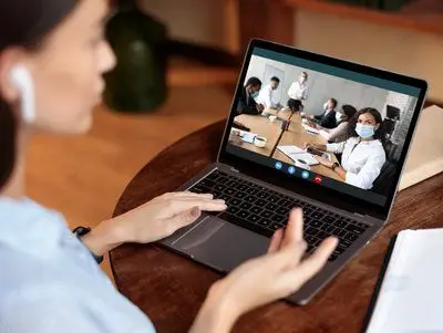 Virtual,Meeting,Concept.,Back,Over,The,Shoulder,View,Of,Young